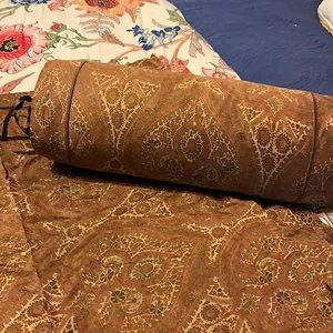 Restoration Hardware king duvet, 2 standard shams, 3 euro shams and neck roll.